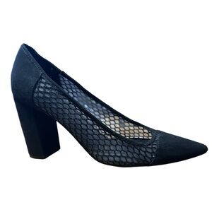 Marc Fisher Gildie-R size. 10M Gildie fishnet and suede point-toe block heels